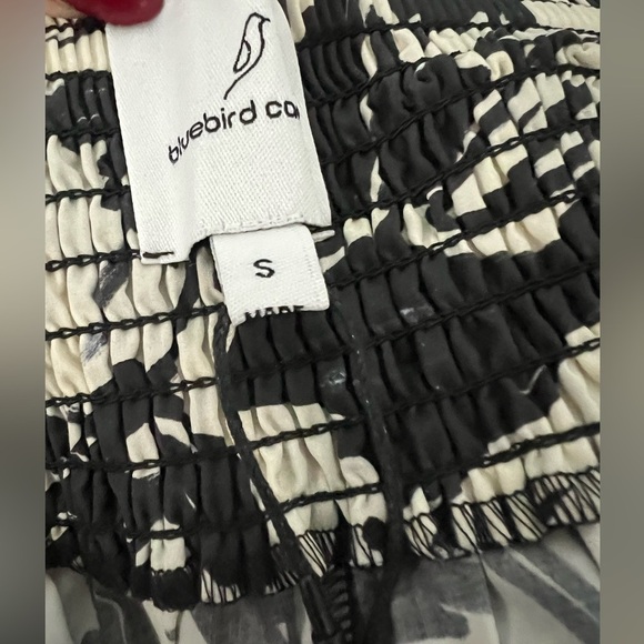 Bluebird Canyon Cade Midi Dress size Small color is black & ivory elastic waist - Picture 12 of 14